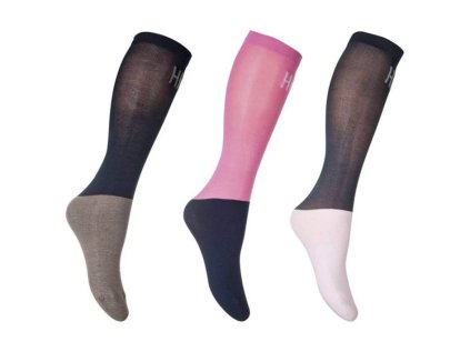 Podkolenky HKM Colour sada  - růžová/tmavě modrá/šedá, vel. 32-34