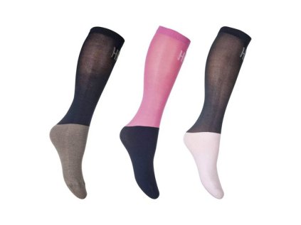Podkolenky HKM Colour sada  - růžová/tmavě modrá/šedá, vel. 35-37