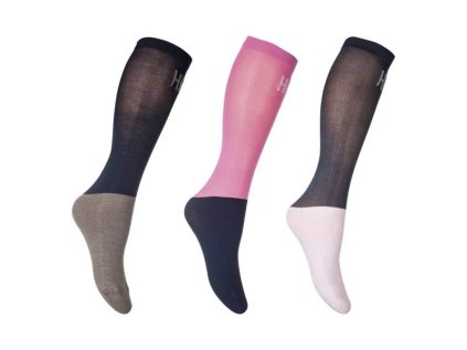 Podkolenky HKM Colour sada  - růžová/tmavě modrá/šedá, vel. 38-40