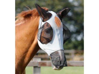PREMIER EQUINE Maska proti hmyzu Comfort Tech Lycra s nosem - šedá, vel. S (AP 25 DOPRODEJ)
