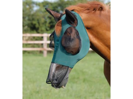 PREMIER EQUINE Maska proti hmyzu Comfort Tech Lycra s nosem - zelená, vel. S (AP 25 DOPRODEJ)