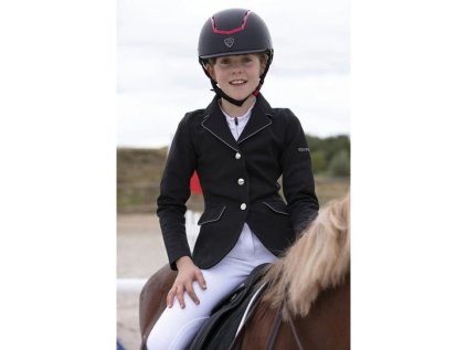 Dětské závodní sako EQUITHEME Soft Classic - černé/šedé, 12 let