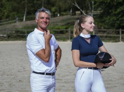 Dámské závodní tričko EQUITHEME Valence, modré, S
