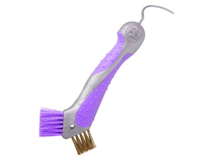 IMPERIAL RIDING Háček na kopyta s tvrdým a měkkým kartáčkem, royal purple, vel. UNI