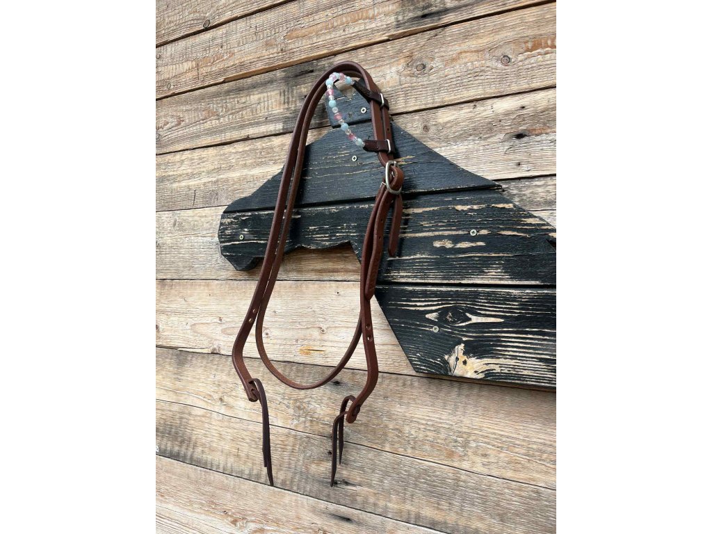 Westernová uzdečka jednoouška modrá/růžová