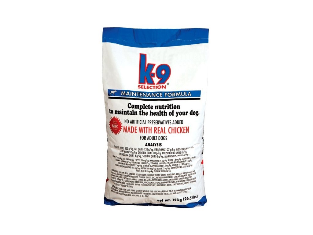 K-9 SELECTION MAINTENANCE FORMULA (krmivo pro dospělé psy) 20kg (Váha 20kg)