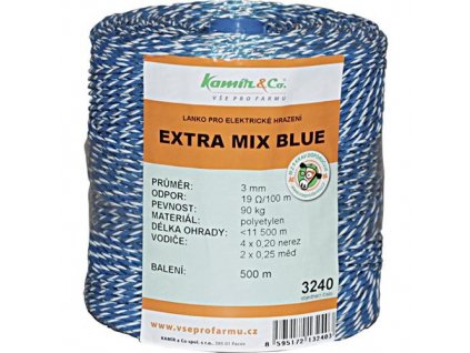 11068 polyetylenove lanko pro elektricke ohradniky extra mix blue 3 mm
