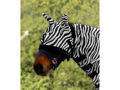 Maska proti hmyzu s ochranou uší Waldhausen, zebra (Velikost PONY, Barva black/white)