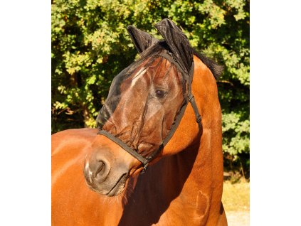 Maska proti hmyzu s ochranou uší Basic Waldhausen (Velikost PONY, Barva black (with ears))