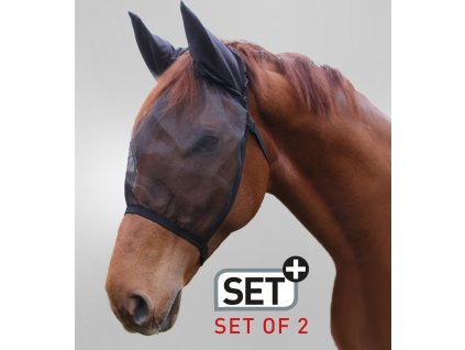 Maska proti hmyzu s ochranou uší Waldhausen, 2ks (Velikost PONY, Barva black (with ears))