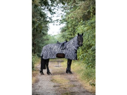 Jezdecká deka proti hmyzu s otvorem na sedlo -Zebra- white/black