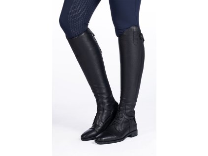 Vysoké jezdecké boty kožené -Titanium Style- short, width XS black