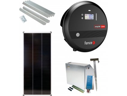 Premium sada solární ohradník - Kompletní bezpečnostní schránka + 10J zdroj, panel 200 W