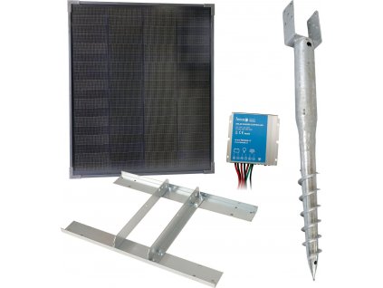 Basic sada solární ohradník - Držák zemní vrut, regulátor 10 A, konzole a panel 40 W