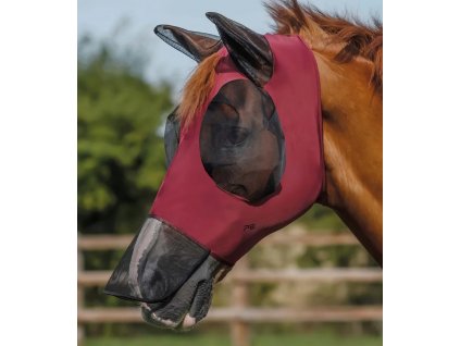 Elastická maska proti hmyzu s ochranou uší a nozder PE Comfort, burgundy