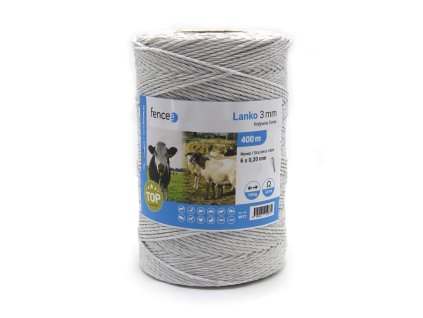 Lanko pro elektrický ohradník, průměr 3 mm, bílé, délka 400 m