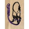 Provazová ohlávka jezdecká s otěžemi, Černofialová COB