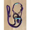Provazová ohlávka jezdecká s otěžemi, Modrofialová COB