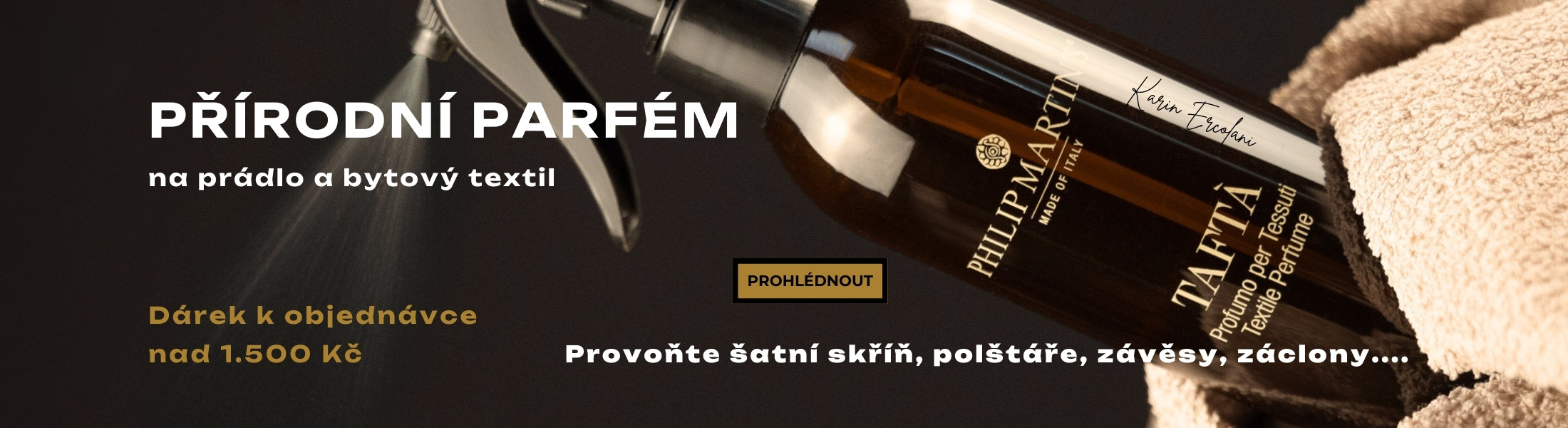 Přírodní parfém na prádlo a bytový textil Tafta