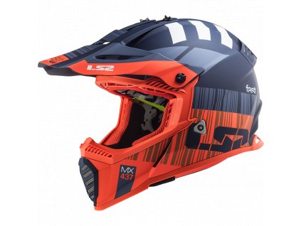 Prilba LS2 MX437 Fast Evo XCODE MATT FL.ORANGE BLUE