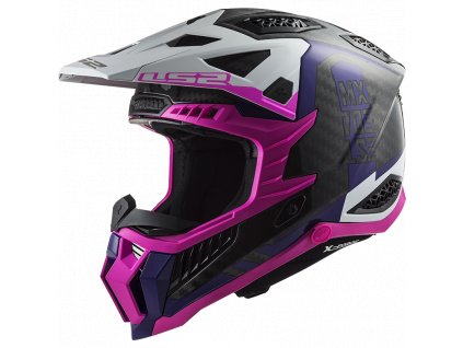 Prilba LS2 MX703 X FORCE CARBON VICTORY Fluo Pink Violet-06