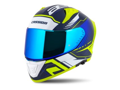 Prilba CASSIDA AERO DROME Modrá žltá fluo biela