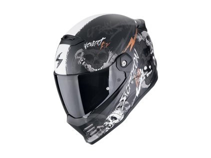 Prilba Scorpion COVERT FX SKULLZ Matt Black Grey Gold