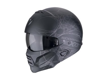 Prilba Scorpion EXO COMBAT II SPIDERWEB Matt Black Silver