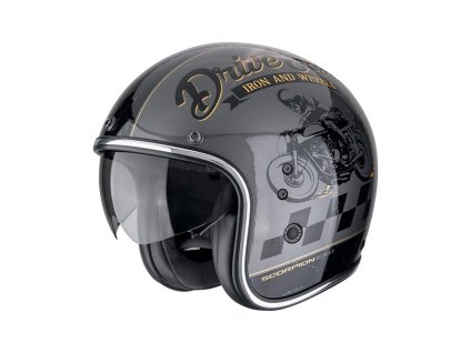 Prilba Scorpion Belfast EVO DRIVE FAST Silver Black Gold