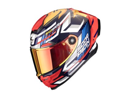 Prilba Scorpion EXO RACE AIR KOBRA Blue Yellow Red