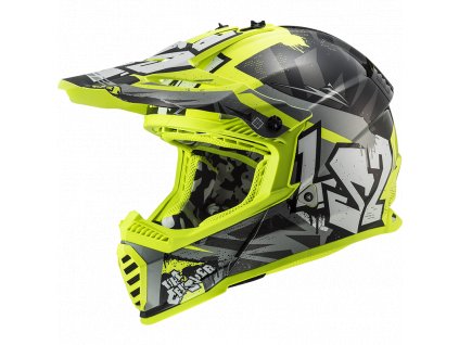 Prilba LS2 MX437 Fast Evo Crusher Black H-W Yellow