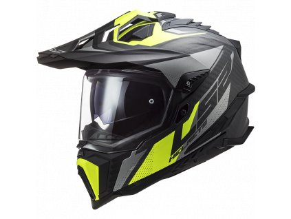 Prilba LS2 MX701 C Explorer FOCUS Matt Titanium H-V Yellow