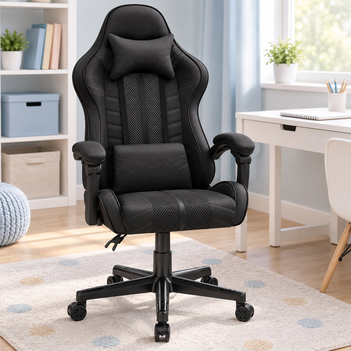 Herné kreslo HC-1004 čierne, látka od Hell's Chair