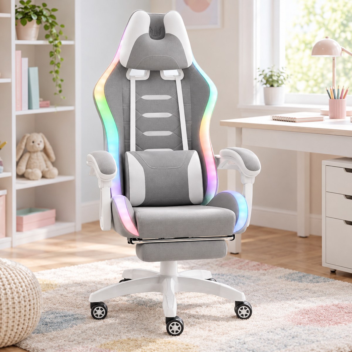 Detské herné kreslo HC-1039 2.0 sivé, látka s LED od Hell's Chair