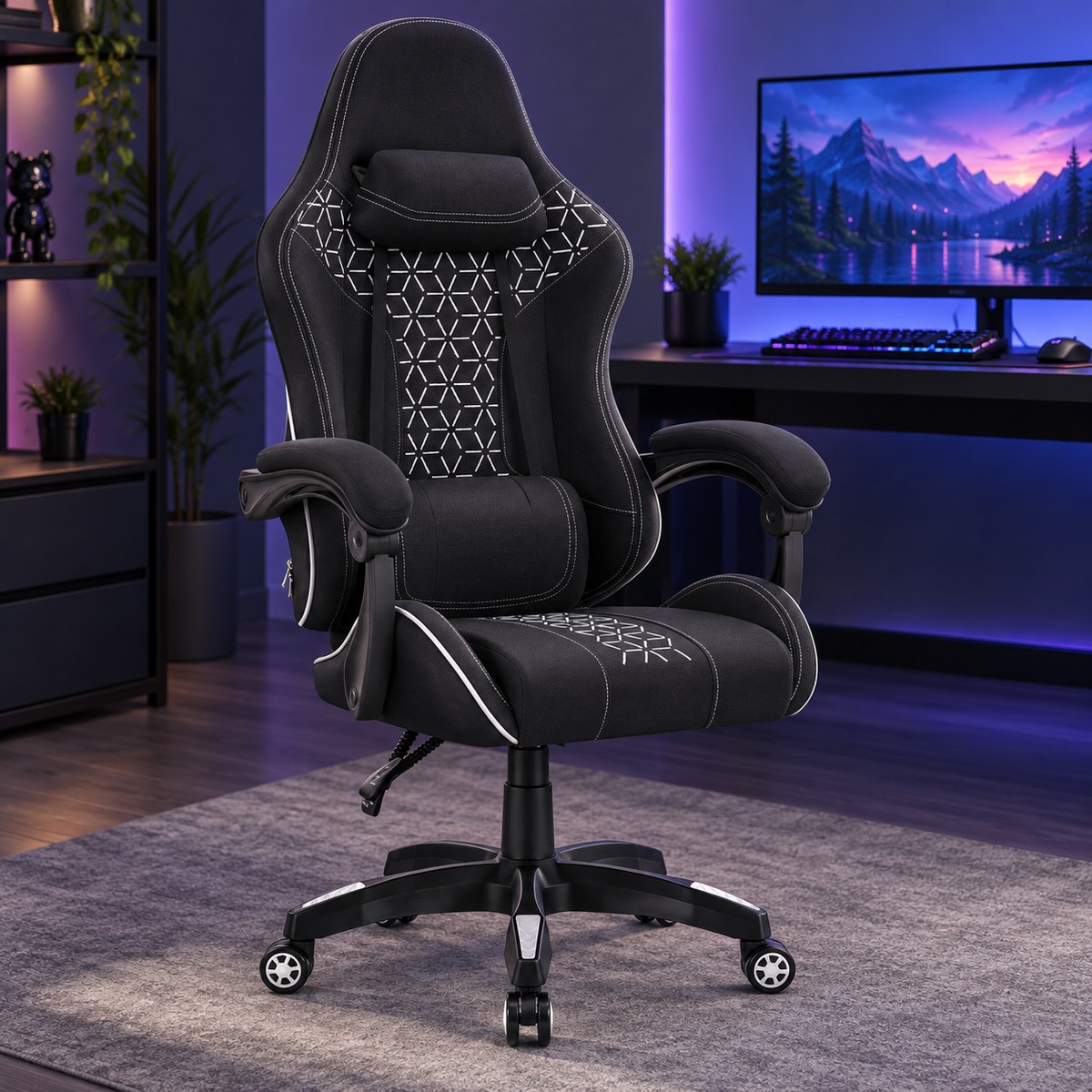 Herné kreslo HC-1008 2.0 čierno-biele, sieťovina MESH od Hell's Chair