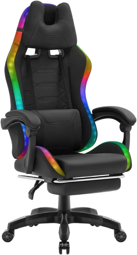 Herné kreslo HC-1039 2.0 čierne, látka s LED