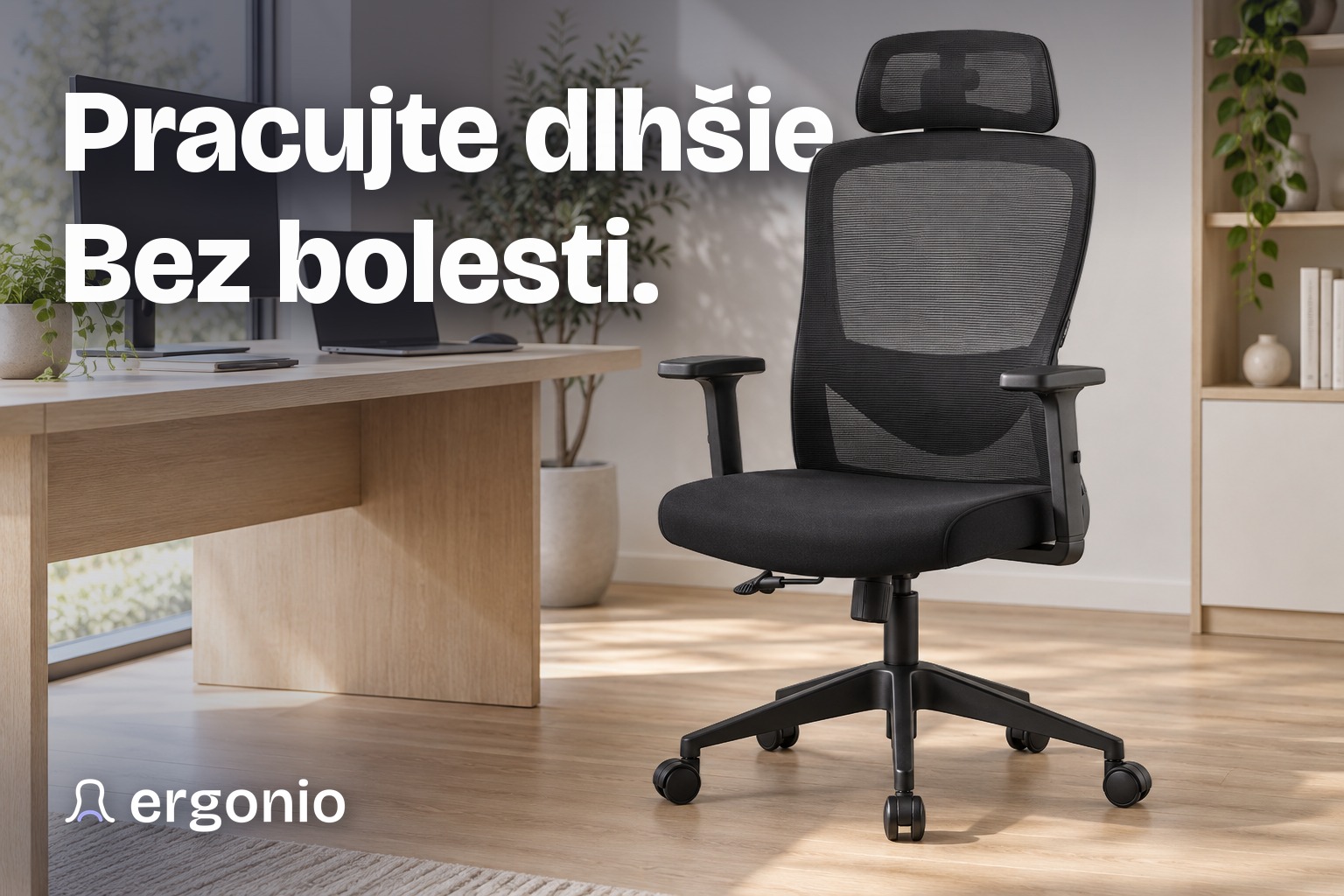 Kancelárska stolička Hell's Chair HC-1040 v modernej domácej pracovni. Pracujte dlhšie, bez bolesti.