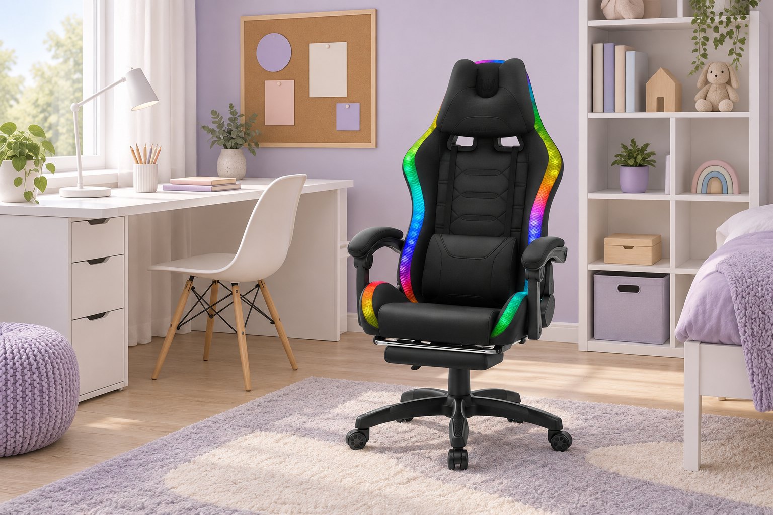 Detské herné kreslo Hell's Chair HC-1039 2.0 KIDS s LED v izbe (vizualizácia)
