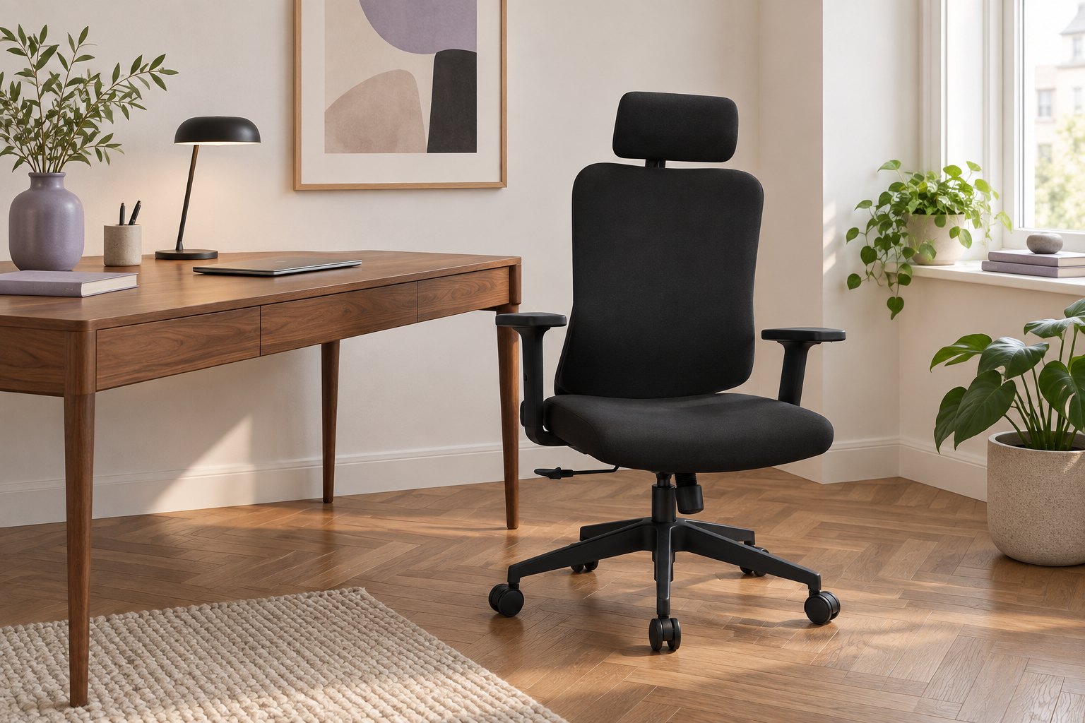 Látková kancelárska stolička Hell's Chair HC-1041 Premium v pracovni (vizualizácia)