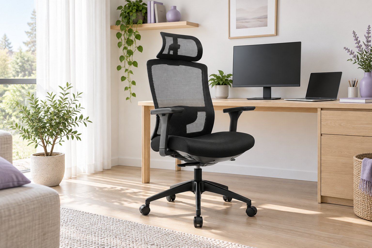 Ergonomická stolička Hell's Chair z ponuky Ergonio pri pracovnom stole (vizualizácia)