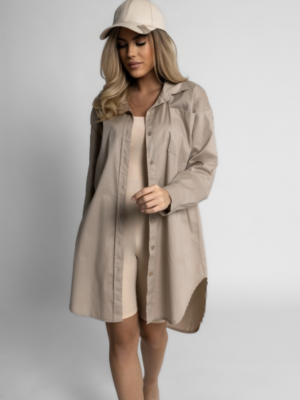 Béžová oversize košile WANT s kapsičkou