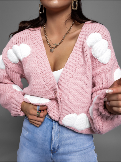 Růžový svetr BANGING na knoflíky