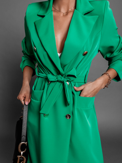 Zelený lehký kabátek JUNIPER se zavazováním