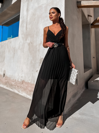 Černé šaty SUNLOVE s plisovanou sukní