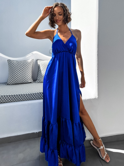 Královsky modré elegantní šaty MADDOX s volánky