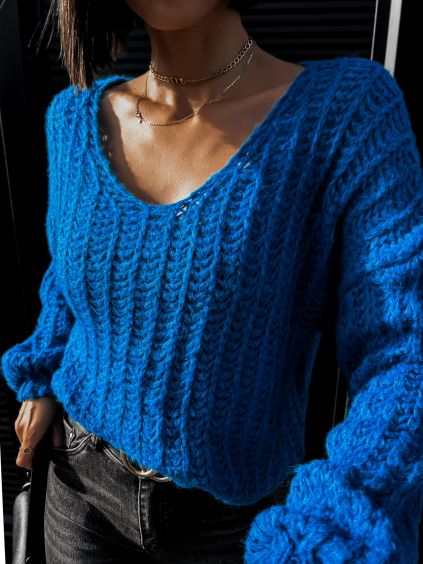Modrý pletený svetr HURON