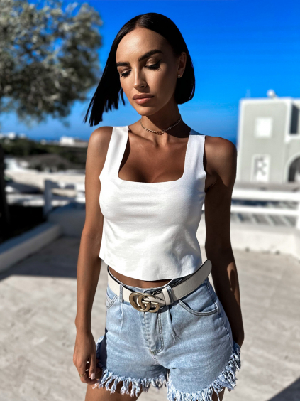 Bílý elegantní crop top LOTES