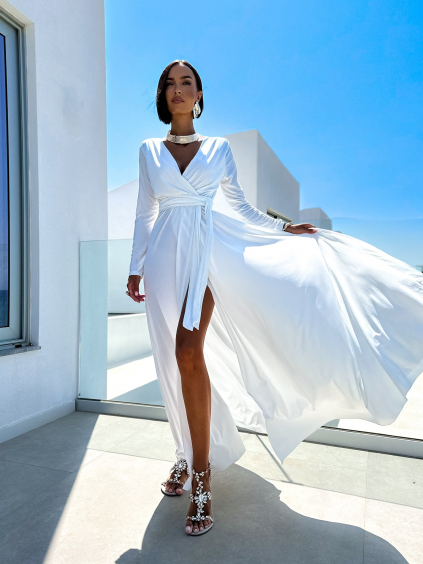 Bílé dlouhé elegantní šaty JOELLIAN