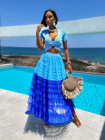Modrá plisovaná sukně SOMANTE