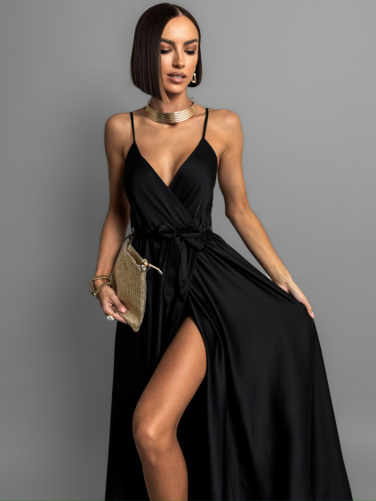 Černé elegantní dlouhé šaty FAIRYTALE